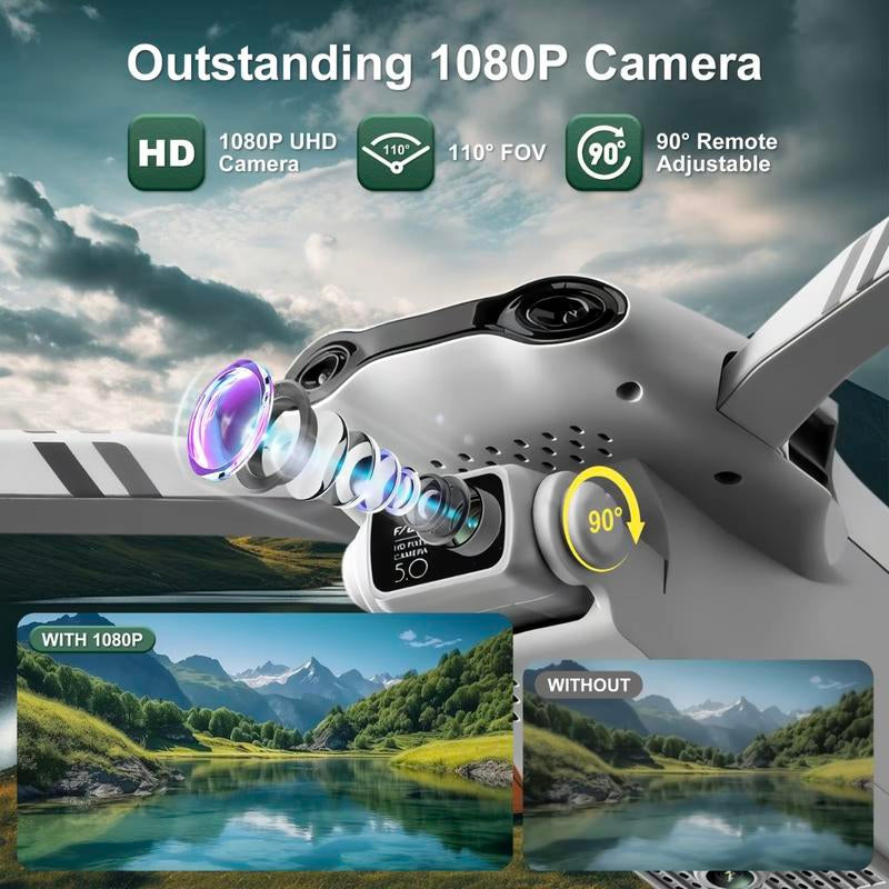 F10 Drone with Ultra-High-Definition Cinema-Quality Camera, 2 Batteries, and Easy-To-Operate Button Control