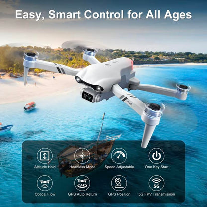 F10 Drone with Ultra-High-Definition Cinema-Quality Camera, 2 Batteries, and Easy-To-Operate Button Control