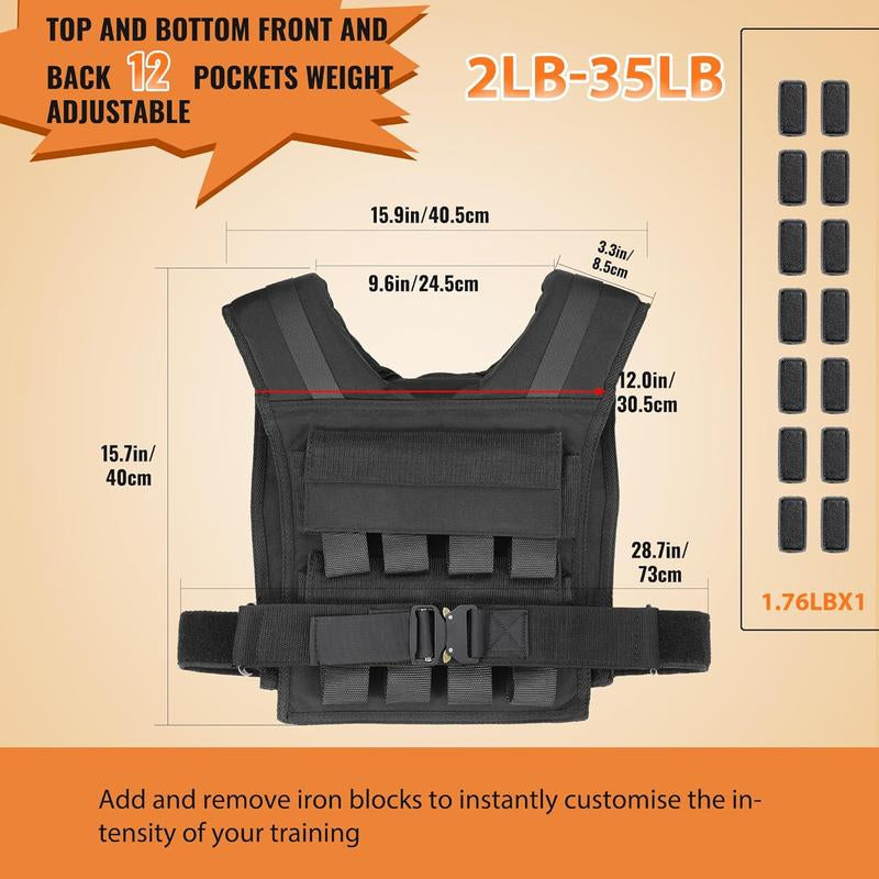 Weighted Vest, Rengue 20Lb/35Lb Weight Vest with Shoulder Pads, Adjustable Weighted Vest Men for Strength Training, Fitness Sports Training, Weight Vest for Men and Women - 3 Color