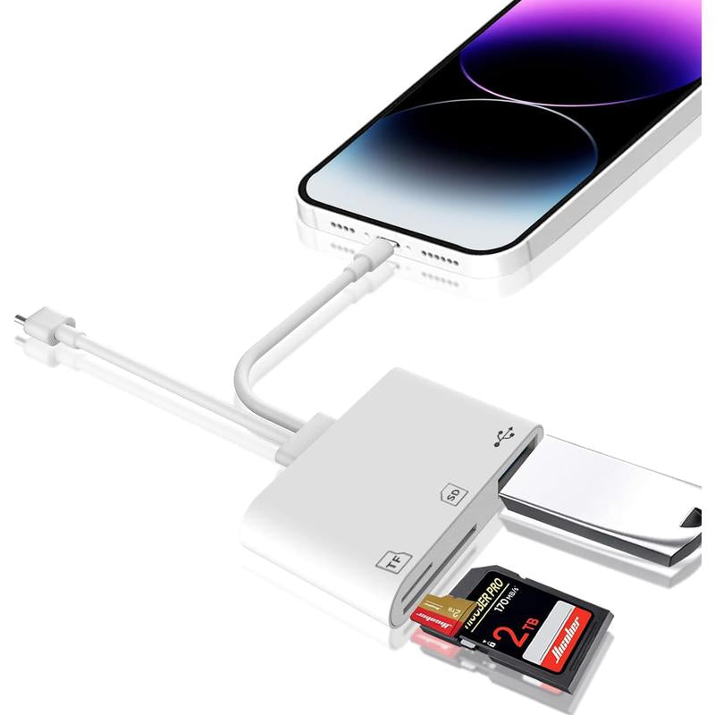 SPGUARD!SD Card Reader for Iphone/Ipad, Dual Lightning and USB C Connector, Micro SD Memory Card Reader Adapter for SD,TF Card, USB Disk, for Iphone/Ipad/Macbook, Plug and Play