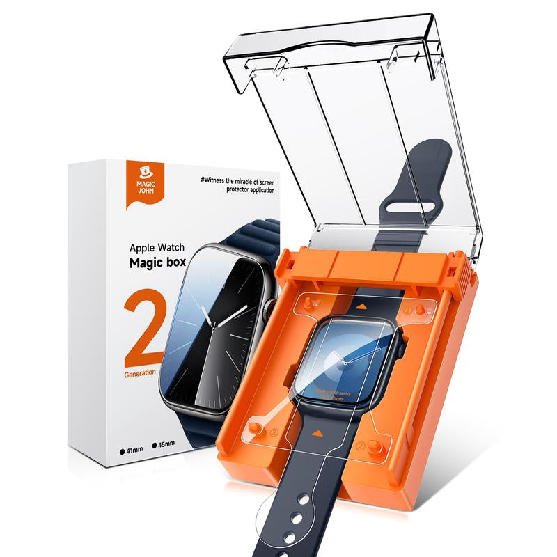 MAGIC JOHN【2 Pack】Ceramic Film Material Screen Protector for Apple Watch Series -Easy Installation,Bubbles Free, Smooth Touch, Anti-Shock, HD Clear, Full Coverage Protection